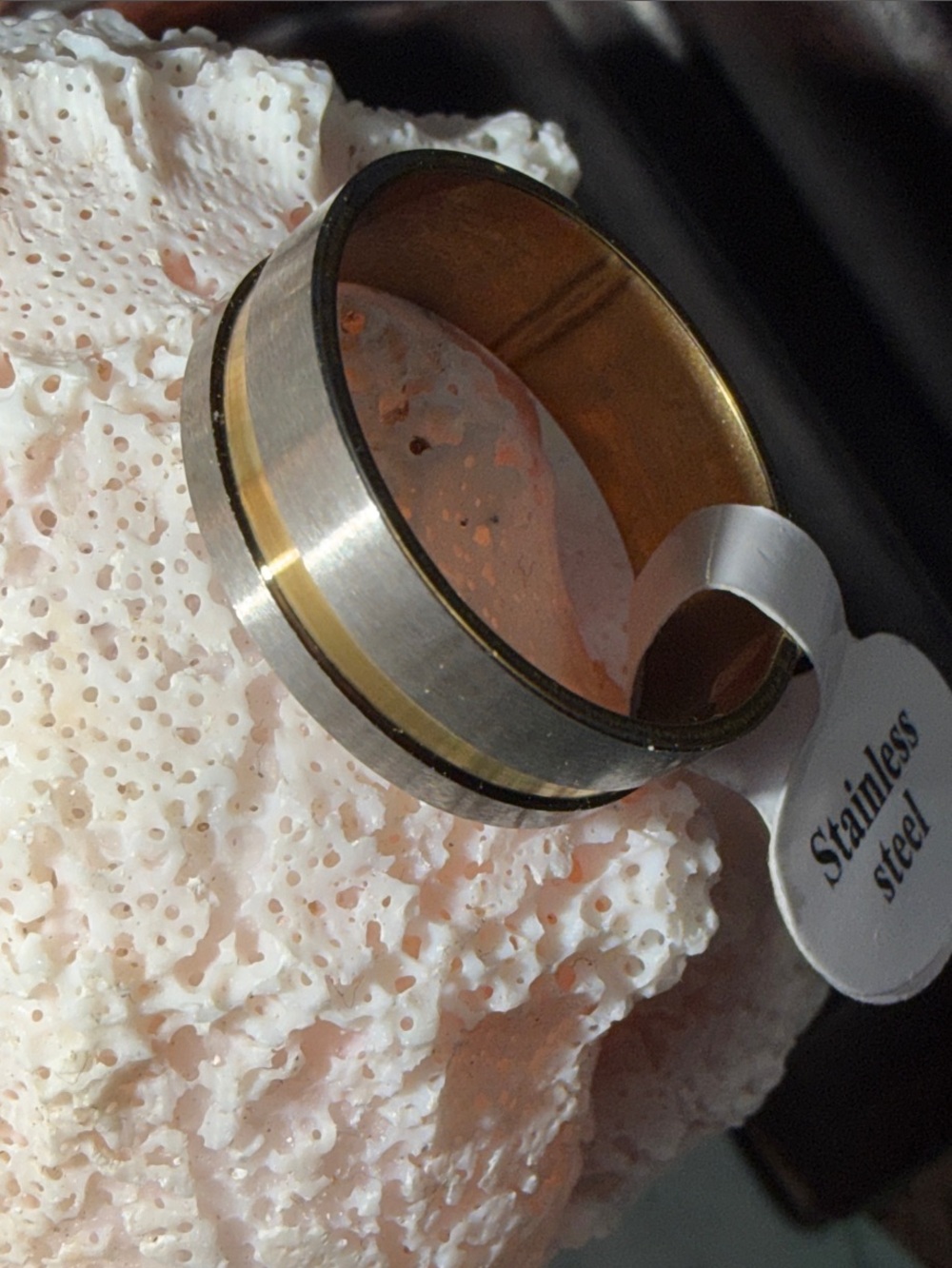 NWT Two-Tone Gold and Silver Unisex Band Ring Stainless Steel